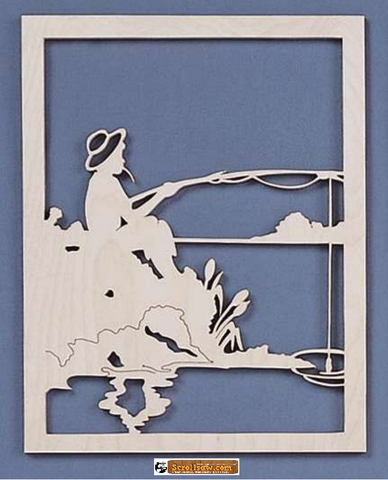 Boy Fishing Fretwork Pattern