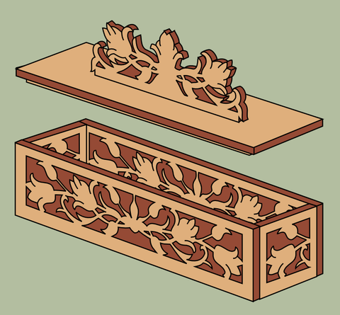 Floral Pencil/Pen Box Scroll Saw Pattern