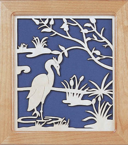Heron in the Marsh Fretwork Pattern - scroll saw patterns and projects