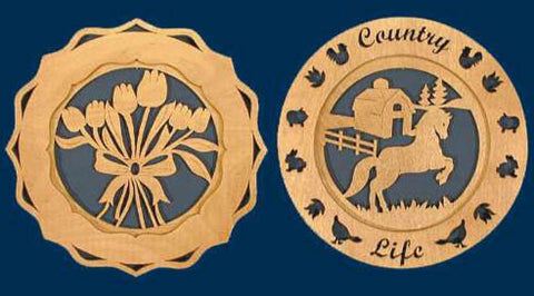 Country Themed Plates Fretwork Patterns - scroll saw patterns and projects