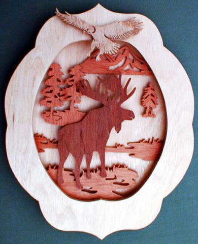 Moose & Eagle 3D Fretwork Pattern