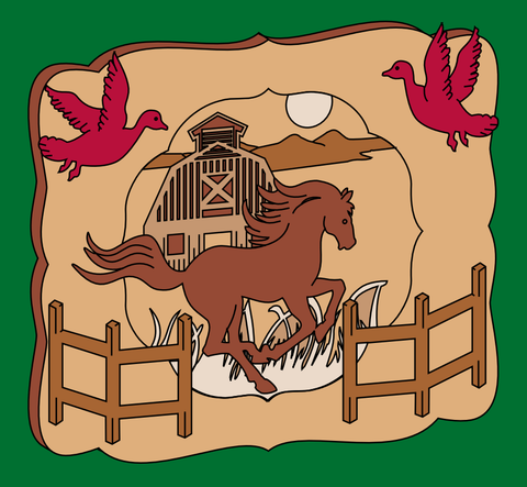 Country Horse 3D Plaque Pattern