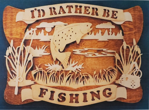 3D I'd Rather Be Fishing Pattern