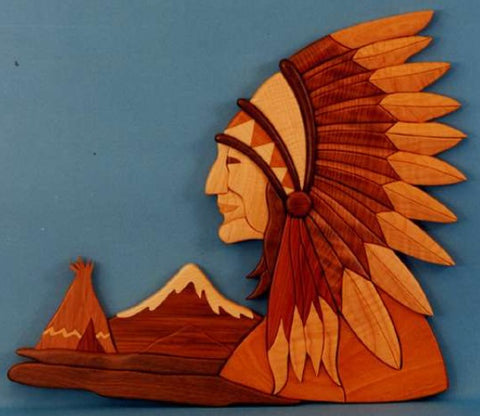 Indigenous American Chief Intarsia Pattern
