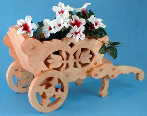 Flower Cart Planter Woodworking & Scroll Saw Project Plans